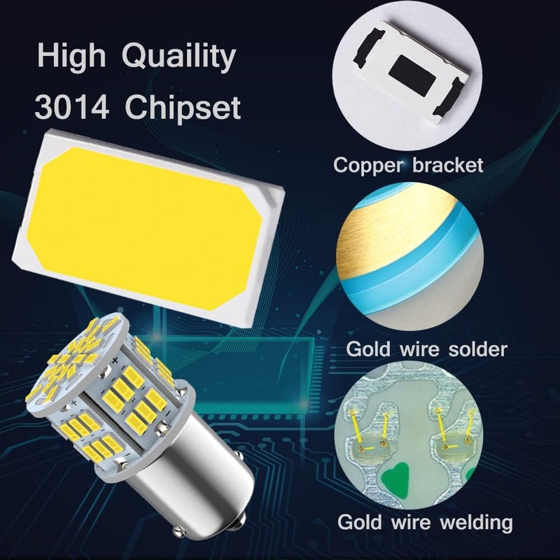 Melphan-Auto 1156 Bulb Reverse Light, Led 1141 1003 7506 BA15S Bulbs, 12V-24V 54-SMD Used for Truck Car Backup Reverse Lights, Tail Parking Lights,Camper Trailer RV Interior Light, 4pcs White - Image 5